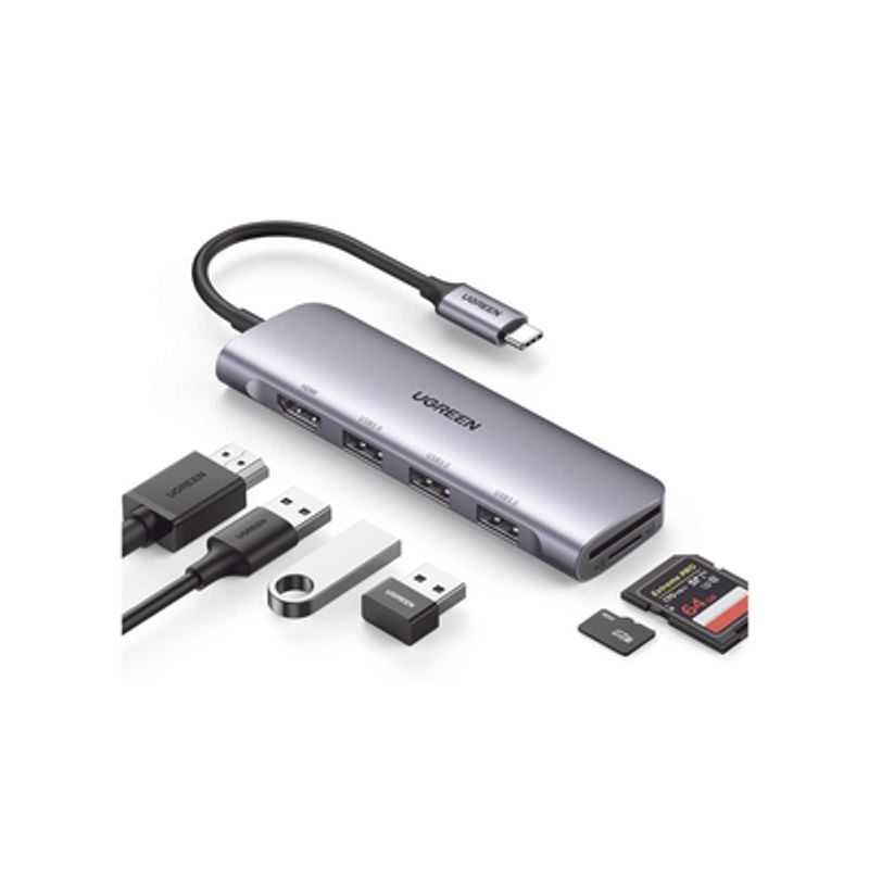 Hub Usbc (docking Station) 6 En 1 / Hdmi 4k30hz / 3 Puertos Usb 3.0 / Lector Tarjeta Sd  Micro Sd (tf) (uso Simultáneo) / Caja D