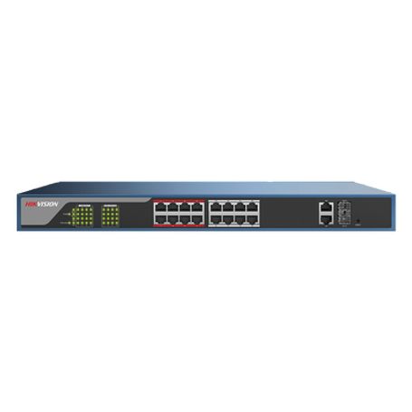 Switch Poe 250 Metros Larga Distancia / Administrable / Configuración Web / 16 Puertos 802.3at (30 W) 100 Mbps  2 Puertos Gigabi