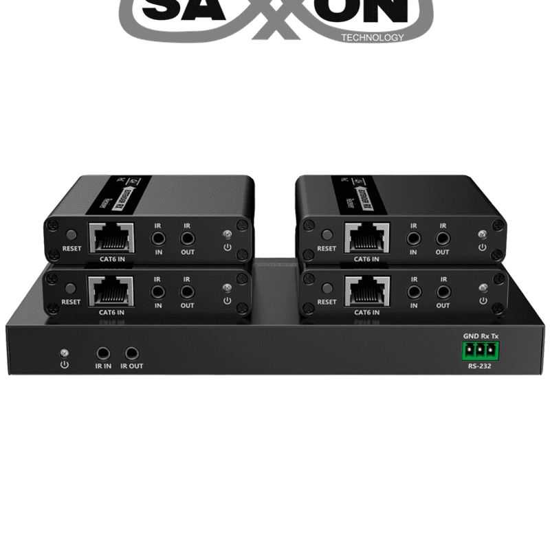 Saxxon Lkv724p Kit Extensor Hdmi De 4 Puertos/ Resolucion 4k30hz/ Hasta 40 Metros Con Resolución 4k Y 70m A 1080p/ Cat 6/ 6a/ 7/