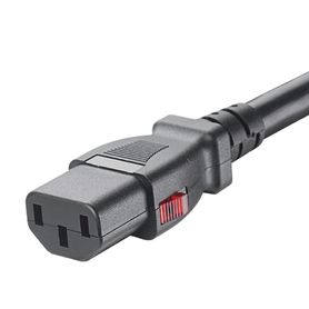 cable de alimentación eléctrica con bloqueo de seguridad de iec c14 a iec c13 18 metros de largo color negro paquete de 10 piez