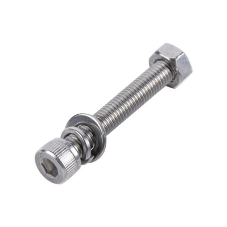 tornillo allen milimétrico de acero inoxidable  m8125 x 60 incluye tuerca arandela plana y arandela presión  para montajes de m