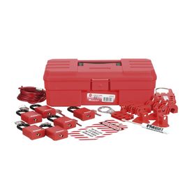 kit de bloqueo loto para contratistas con componentes color rojo