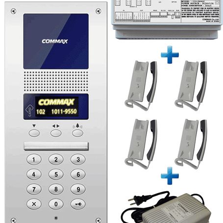 Commax Audiogate4p  Paquete De Audio Portero Con 4  Auriculares Ap2sag Para 4 Departamentos/ Comunicación Por Audio Conexion A 2