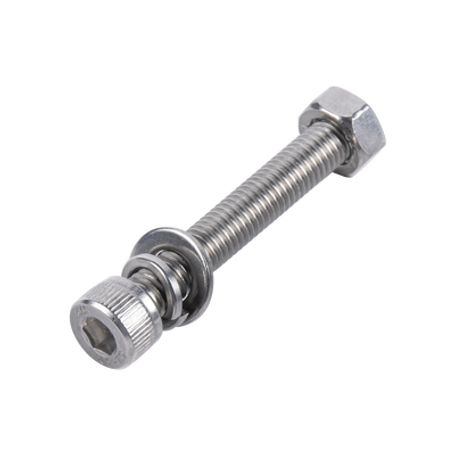 tornillo allen milimétrico de acero inoxidable  m8125 x 35 incluye tuerca arandela plana y arandela presión  para montajes de m