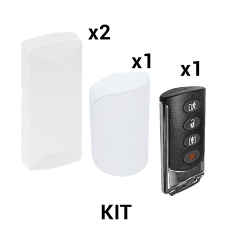 Kit Básico Sensores Inalámbricos  Incluye 2 Contactos Magnéticos 1 Pir Y 1 Llavero  Compatibles Con Paneles Dsc 433 Mhz