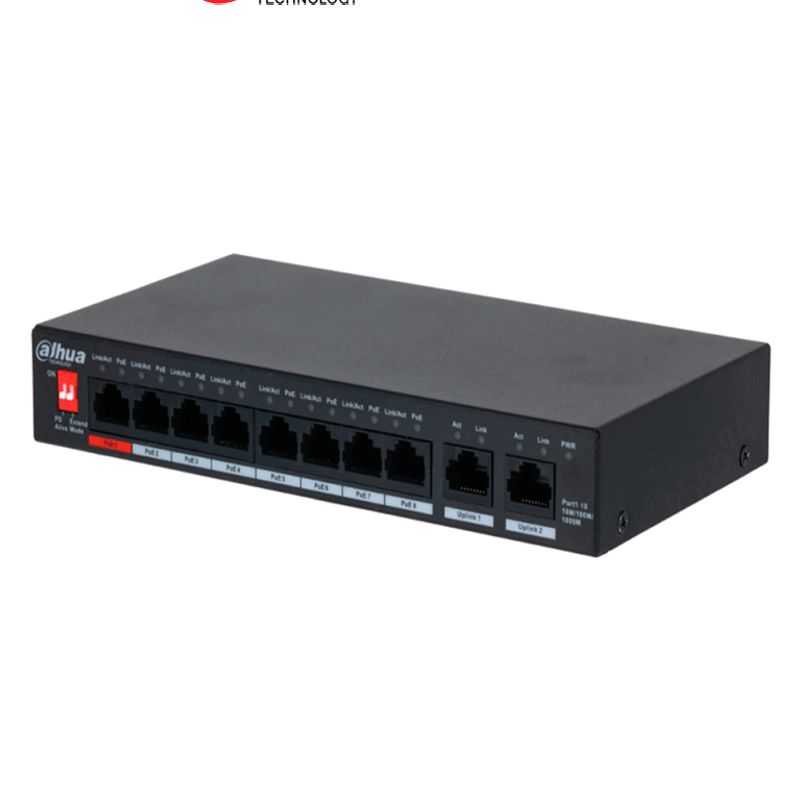 Dahua Pfs30108gt96  Switch Poe De 10 Puertos Gigabite/ 8 Puertos Poe/ 2 Puertos Uplink 10/100/1000/ 96 Watts Totales/ Switching 