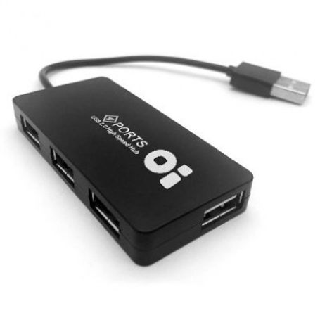 Hub USB V2.0 LARGE 4 Puertos Negro BROBOTIX 180455 IDCARDKR2K 