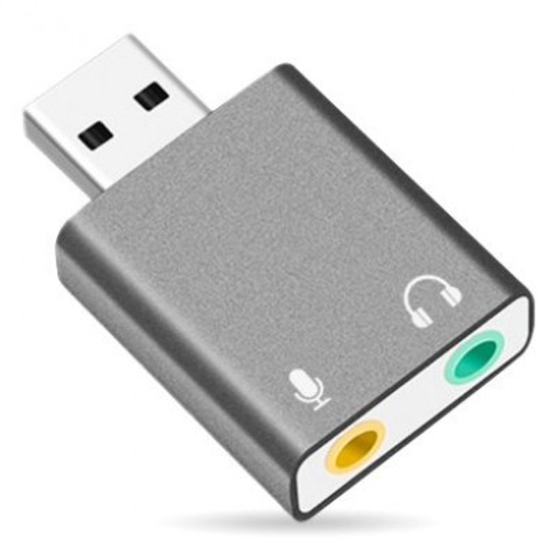 Convertidor USB V2.0 a Audio 3.5 mm/Auxiliar 7.1 Canales Gris plata 263571 BROBOTIX IDCARDKR2K 
