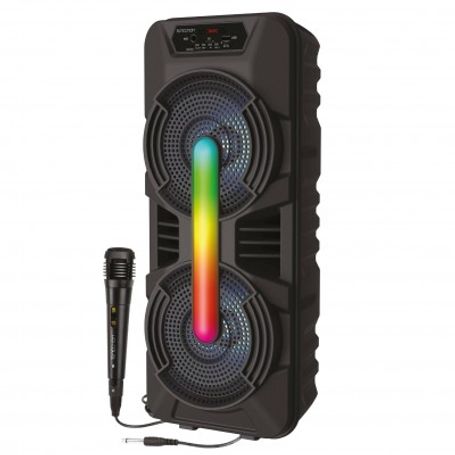 Bafle Karaoke NECNON Bluetooth Doble 8 pulgadas NB08X TWS Incluye Microfono Alambrico Radio FM Micro SD USB Barra De Luz Ilumina