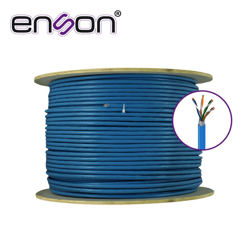 Cable Utp Cat6a Enson 12264l305 Forro Pvc Azul 4 Pares 500mhz 100 Cobre Uso Interior 1000 Pies 305 Metros