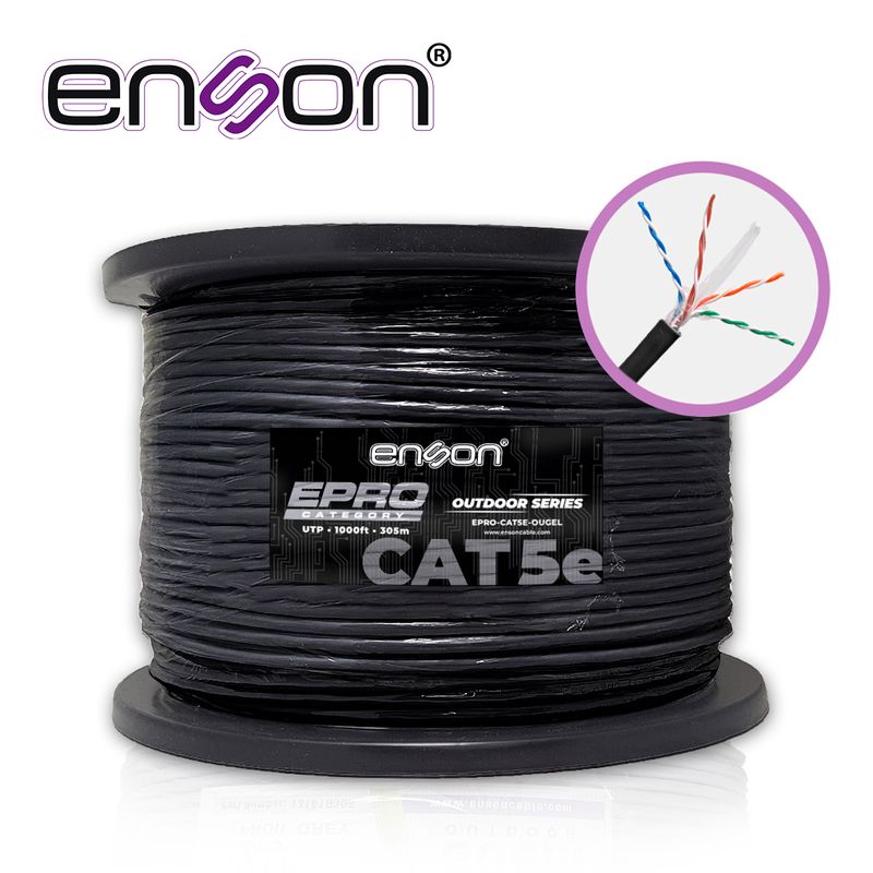 Cable Utp Cat5e Enson Eprocat5eougel Forro Pvcpegel 4 Pares Calibre 24 Awg 100 Cobre Uso Exterior Con Gel Bobina 1000 Pies 305 M