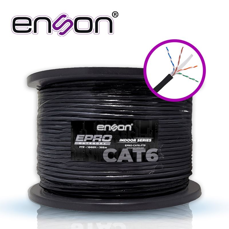 Cable Ftp Cat6 Enson Eprocat6ftp Forro Pvc Blindado 4 Pares Calibre 23 Awg 100 Cobre Uso Interior Bobina 1000 Pies 305 Metros Ce