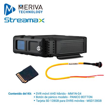 kit movil meriva streamax 1x mm1ng4  1x msd128  1x panic button compatible con cb2
