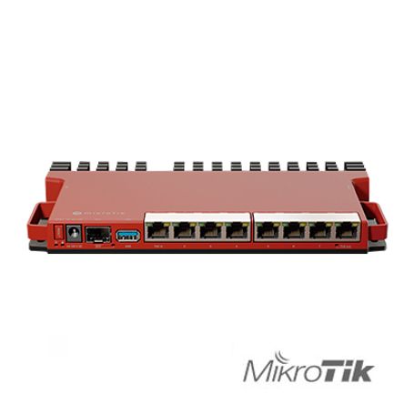 ruteador mikrotik l009uigsrm 8 puertos giga 1 puerto giga poe pasivo 1 puerto sfp 25g montaje en rack 40 watts de consumo licen