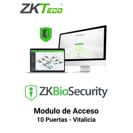 ZKTECO ZKBSAC10 - Licencia Vitalicia para 10 Puertas en Control de Acceso / Hasta 30 000 Usuarios / 200 Departamentos