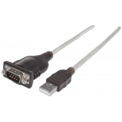 Convertidor de USB a Puerto Serial MANHATTAN 151849 - 1, 8 m, Plata, USB, DB9, Macho/Macho