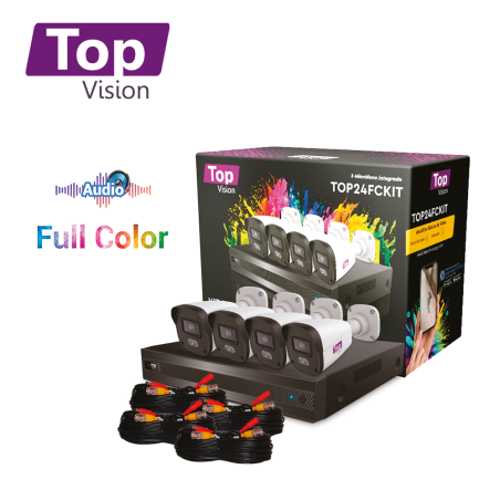 KIT 4X4 TOP24FCKIT TOPVISON INCLUYE 1 DVR XVR-204A 6CH 1080P-LITE SOPORTA AUDIO SOBRE COAXIAL O UTP + 4 CÁMARAS HD TOPVISION