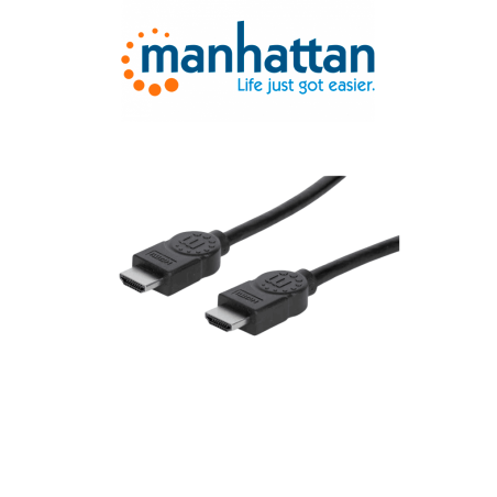 Manhattan 306133 Cable Hdmi De Alta Velocidad De 5m / Macho A Macho / Blindado / Color Negro / Resolución 4k30hz / Soporta Hasta