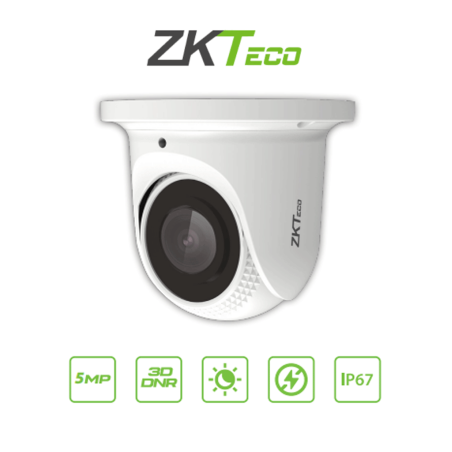 Zkteco Es855p21cs7mi Cámara Ip Domo 5 Megapixeles / Compresión H.265 / Lente De 2.8 Mm / Alcance Ir 30 Mts / Micrófono Integrado