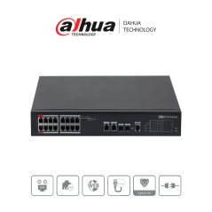 Dahua Dhpfs421816et240   Switch  Poe Administrable De 16 Puertos Ethernet/ 16 Puertos Poe/ 240 Watts Totales/ Interfaz Web/ Puer