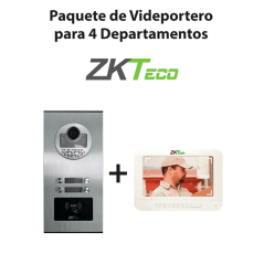 Zkteco Ve04a01paq7p  Paquete De Videoportero Para 4 Departamentos Ve04a01 Con 1 Monitor Vdpib3 De 7 Pulgadas