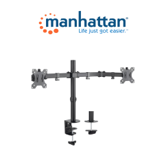 Manhattan 461528  Soporte Universal Para 2 Monitores Con Brazos De Doble Articulación / Color Negro / 13 A 32 / Hasta 8kg  / Inc