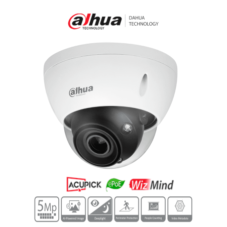 Dahua  Ipchdbw5541eze  Cámara Ip Domo De 5 Megapixeles/  Wizmind / Lente Motorizado 2.7 Mm–13.5 Mm/ Led Ir 40m/ 114°/ H.265/ Met