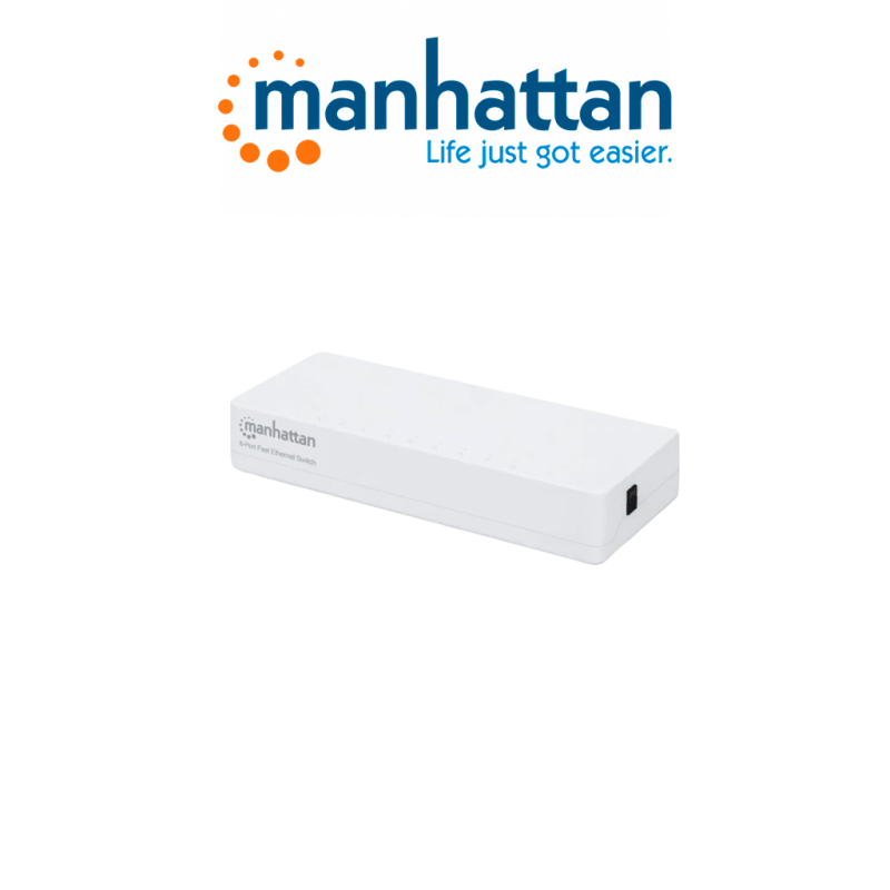 Manhattan 560689 Switch Fast Ethernet De 8 Puertos De Plástico / Para Escritorio / Puertos 10/100 / Ieee 802.3az (ethernet De Ef