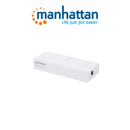 Manhattan 560689 Switch Fast Ethernet De 8 Puertos De Plástico / Para Escritorio / Puertos 10/100 / Ieee 802.3az (ethernet De Ef