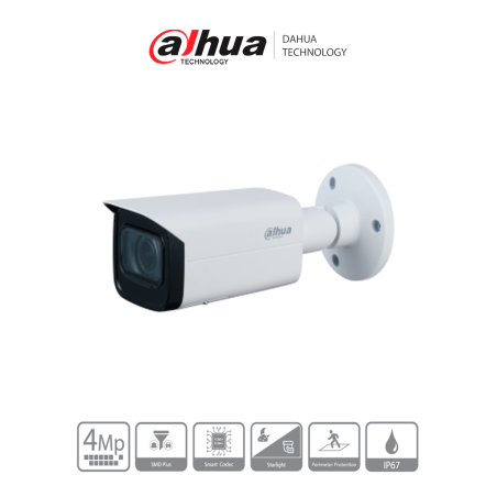 Dahua Dhipchfw3441tnzas Cámara Ip Bullet Wizsense/  4mp Ir Varifocal/ Led Ir 60 M/ Es De Alarma Y Audio/ Detección Inteligente S