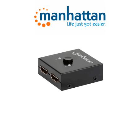 Manhattan 207850   Switch Bidireccional Hdmi 4k De 2 Puertos / Color Negro / Selección Manual / Pasivo / No Requiere Alimentació