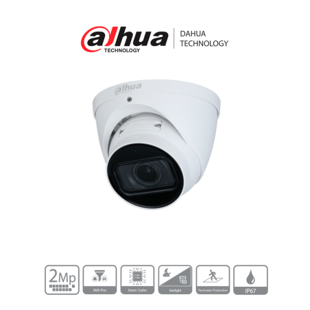 Dahua Dhipchdw3241tnzas  Cámara Ip Domo De 2 Megapixeles/ Wizsense/ Lente Motorizado De 2.7  13.5mm/ 108°/ H.265/ Ir De 40 Mts/ 