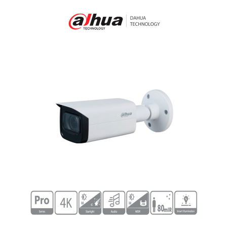 Dahua Hachfw2802tuza  Cámara Bullet 4k Starlight/ 8 Megapixeles/ Lente Motorizado 3.7 A 11mm/ 0.001 Lux Color/ Wdr Real 120db/ I