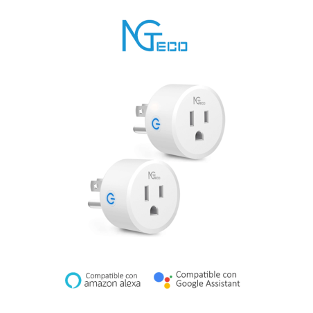 Ngteco Ngp300paq2  Paquete De 2 Contactos Inteligentes Wifi / Control Remoto Via App / Función De Temporización / Compatible Con