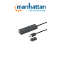 Manhattan 180894  Adaptador De Red Gb Usb A/c Con Hub V3.2 / Usba Macho Con Acoplador Usbc Macho A Conector Rj45 Hembra Y Tres C