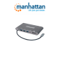 Manhattan 152808  Estación Docking Usbc Supervelocidad 7 En 1 Usb 3.2 Tipoc Macho A Hdmi Mini Dp O Vga Tres Puertos Usb 3.0 Tipo