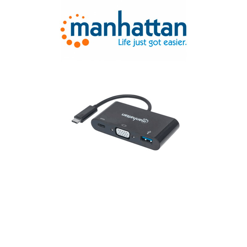 Manhattan 152044  Docking Station Usb Tipoc Y Vga Superspeed Usb 3.1 Tipoc Macho A Vga Usb Tipoa Y Usb Tipoc Hembras Convertidor