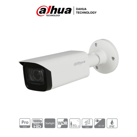 Dahua Hfw2241tza Camara Bullet Starlight 1080p/ Lente Motorizado De 2.7 A 13.5 Mm/ Wdr Real 120db/ Ir 80 Mts/ Microfono Integrad