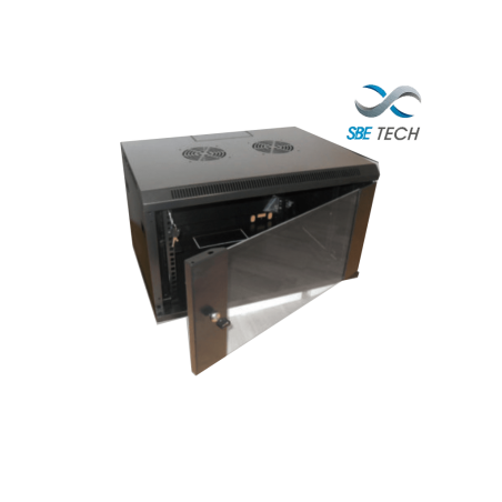 Sbe Tech Sbegnlpar19x4ur Gabinete De Pared 4ur/ 600mm De Ancho/ 450 Mm De Profundidad Puerta Delantera De Cristal Templado/ Cerr