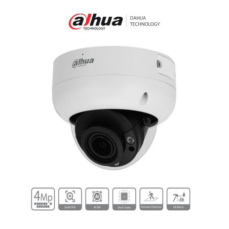 Dahua Dhipchdbw3441rzass2 Cámara Ip Domo  De 4 Mp /wizsense/ Lente Varifocal/ Ir 50 M/luz Cálida 40 M/ Smd 4.0/  Micrófono/ Ranu