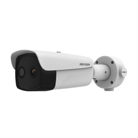 bala ip dual  térmica 15 mm 384 x 288   óptico 6 mm 4 megapixel  50 mts ir  ip66  poe  termométrica  detección de temperatura  