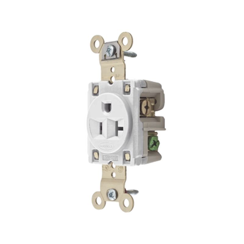 Contacto Sencillo / 20 A 125 V / 2 Polos 3 Hilos / Nema 520r / Color Blanco / Grado Industrial.