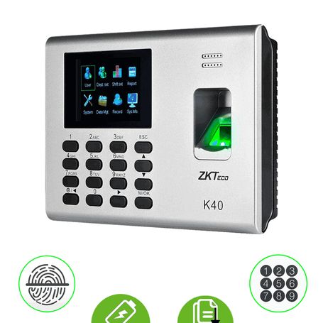 Zkteco K40  Control De Acceso Y Asistencia Simple / 1000 Huellas / Tcpip / Descarga De  Usb En Hoja De Cálculo / 2 Horas De Resp