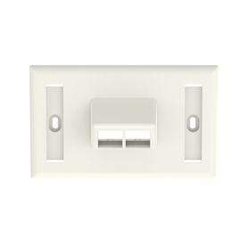 placa de pared horizontal salida para 2 puertos keystone con espacios para etiquetas color blanco mate95190