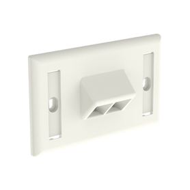 placa de pared horizontal salida para 2 puertos keystone con espacios para etiquetas color blanco mate95190