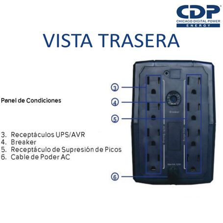 Cdp Rupr508  Ups / 500 Va / 250w / 4 Terminales De Salida / 4 Con Respaldo / Auto Reseteo / Incluye Bateria De 12v 4.5 Ah Libre 