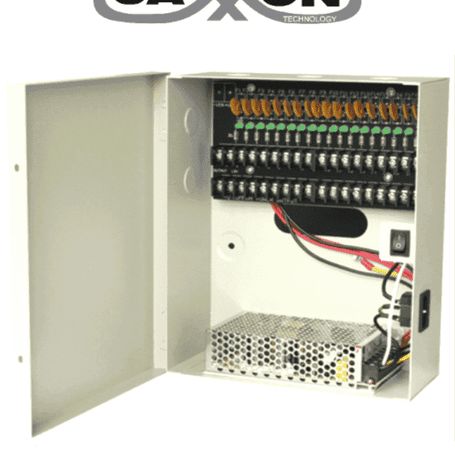 Saxxon Psu1210d18  Fuente De Poder De 12 Vcd/ 10 Amperes/ Para 18 Camaras/ 0.55 Amperes Por Canal/ Protección Contra Sobrecargas