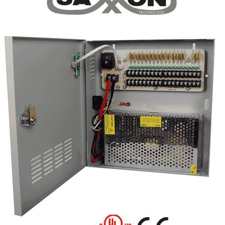 Saxxon Psu1220d18  Fuente De 12 Vcd/ 20 Amperes/ Para 18 Camaras/ 1.1 Amper Por Canal/ Protección Contra Sobrecargas/ Certificac