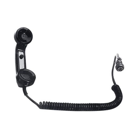 auricular tipo telefónico para radios de locomotora botón ptt de uso rudo cable espiral y conector aar