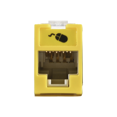 Jack Ultramax Cat6a, Utp, Montaje Híbrido en Placa de Pared (Plano y Angulado), Color Amarillo, Punch Down